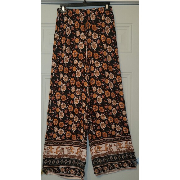 Shein Women’s Floral Boho Wide Leg Pants Size Small 100% Rayon Elastic Waist... - Picture 1 of 5